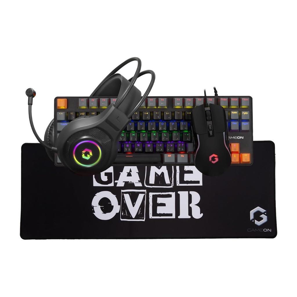 Gameon Viper X All In One Bundle Wired Keyboard Headset Mouse & Mousepad (Mechanical Blue Switch)