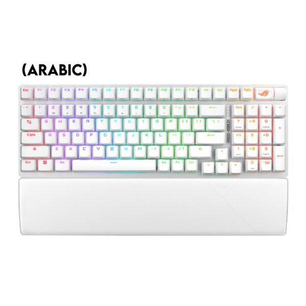 Asus X901 Rog Strix Scope II 96 Wireless Mechanical Gaming KeyBoard NX Snow Switch Refined Linear (Arabic)   White