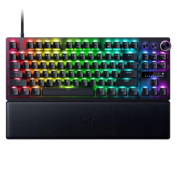 Razer Huntsman V3 Pro TKL Esports Gaming Keyboard, Analog Optical Switches, Razer Snap Tap, Rapid Trigger, Adjustable Actuation, Media Keys & Dial, Doubleshot PBT Keycaps, Wrist Rest, Black | RZ03 04980200 R3U1
