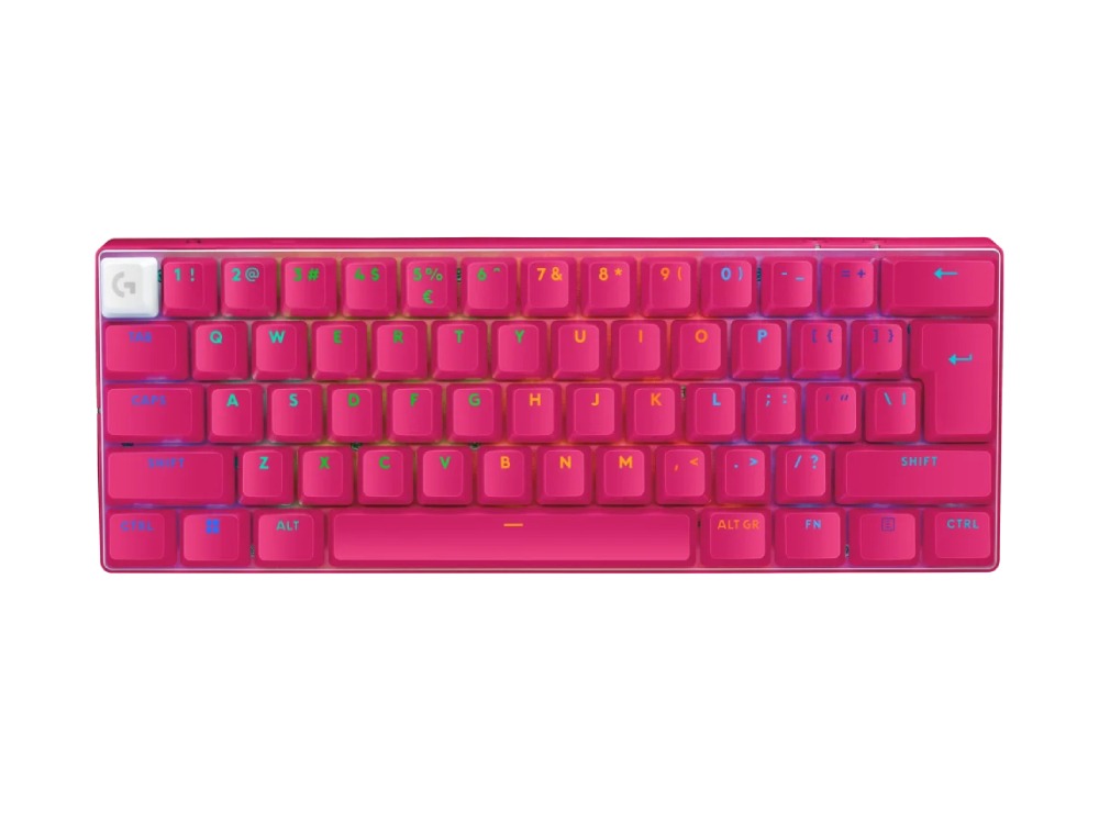 Logitech Pro X 60 Light Speed Wireless Gaming Keyboard Dual Shot PBT GX Optical Tactile Switch Magenta