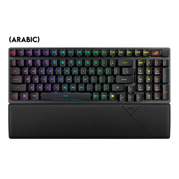 Asus X902 Rog Strix Scope II 96 RX Wireless Optical Mechanical Gaming Keyboard Rog RX Blue Switch Clicky And Speedy (Arabic) Black