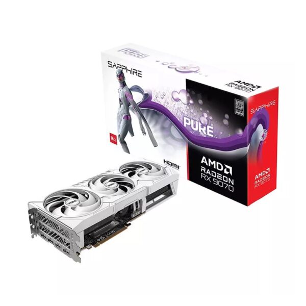 Sapphire Pure AMD Radeon RX 9070 16GB OC Graphic Card   White
