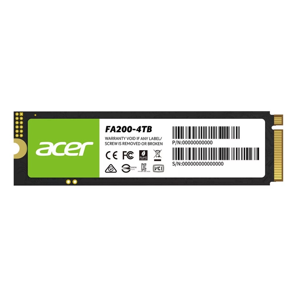 Acer FA200 4TB PCIe Gen4x4 M 2 NVMe SSD UpTo 7200MB/s Read & UpTo 6200MB/s Read