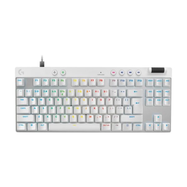 Logitech PRO X TKL RAPID Wired Mechanical Keyboard, Magnetic Analog Switches, Rapid Trigger, LIGHTSYNC Technology, Wired Connectivity, English (US) Layout, White | 920 013242
