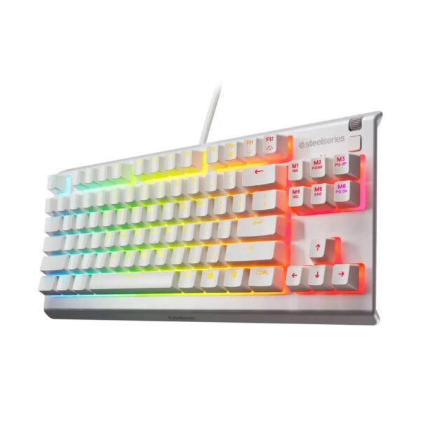 SteelSeries Apex 3 TKL Wired Gaming Keyboard Compact Design, Anti Ghosting, Water And Dust Resistent, Whisper Quiet Switches   White