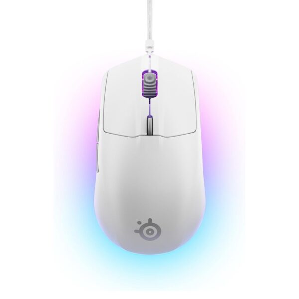 SteelSeries Rival 3 Wired Gaming Mouse LightWeight (77G) 60 Million Clicks, 8,500 DPI 6 Programmable Buttons, 3 Zone RGB White