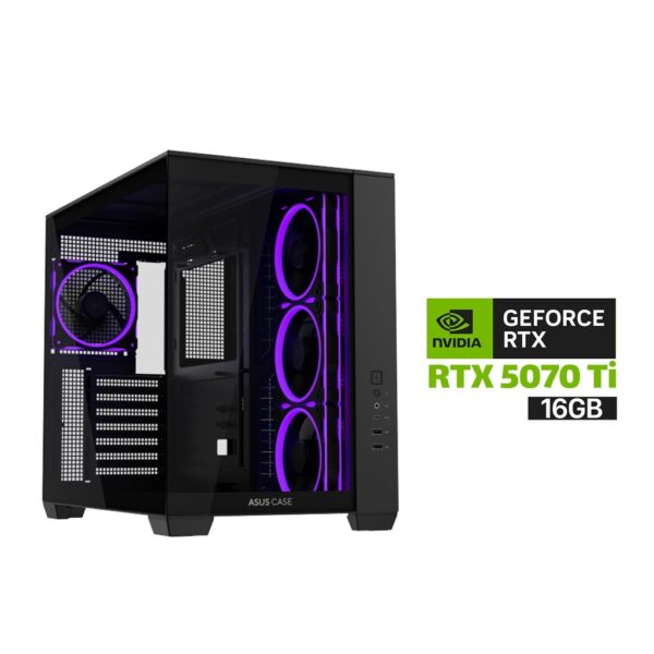 Gaming PC AMD RYZEN 7 9700X Processor, X870 WiFi Motherboard, 32GB DDR5 RAM (6000), 2TB NVMe SSD (6000), PNY RTX 5070 TI 16GB VGA , L360 Liquid Cooler, 850 WATT GOLD PSU, Asus A32 PLUS Mid Tower Case with 4 ARGB Fans, Windows 11 Pro (License)