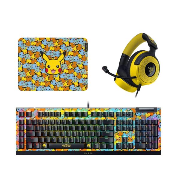 Razer Pokémon Edition Bundle Razer BlackWidow V4 X Wired Keyboard + Razer Kraken V4 X Wired Gaming Headset + Razer GIGANTUS V2 M Gaming Mouse Pad