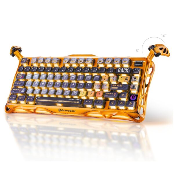 GravaStar Mercury K1 Pro 75% Wireless Mechanical Gaming Keyboard For Windows XP & Above/Mac   Battle Worn Yellow