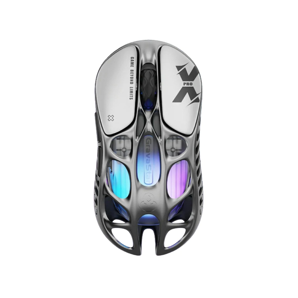Gravastar Mercury X Pro Magnesium Alloy Frame Wireless/Bluetooth/Wired Gaming Mouse Interstellar Silver