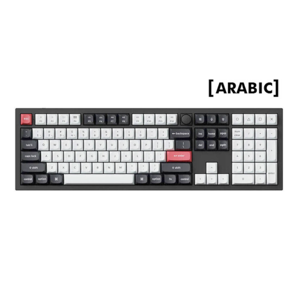 Keychron Q6 HE QMK Wireless Keyboard Gateron double rail magnetic switch 2 4 GHz / Bluetooth / Type C wired (Arabic Layout) Black/White