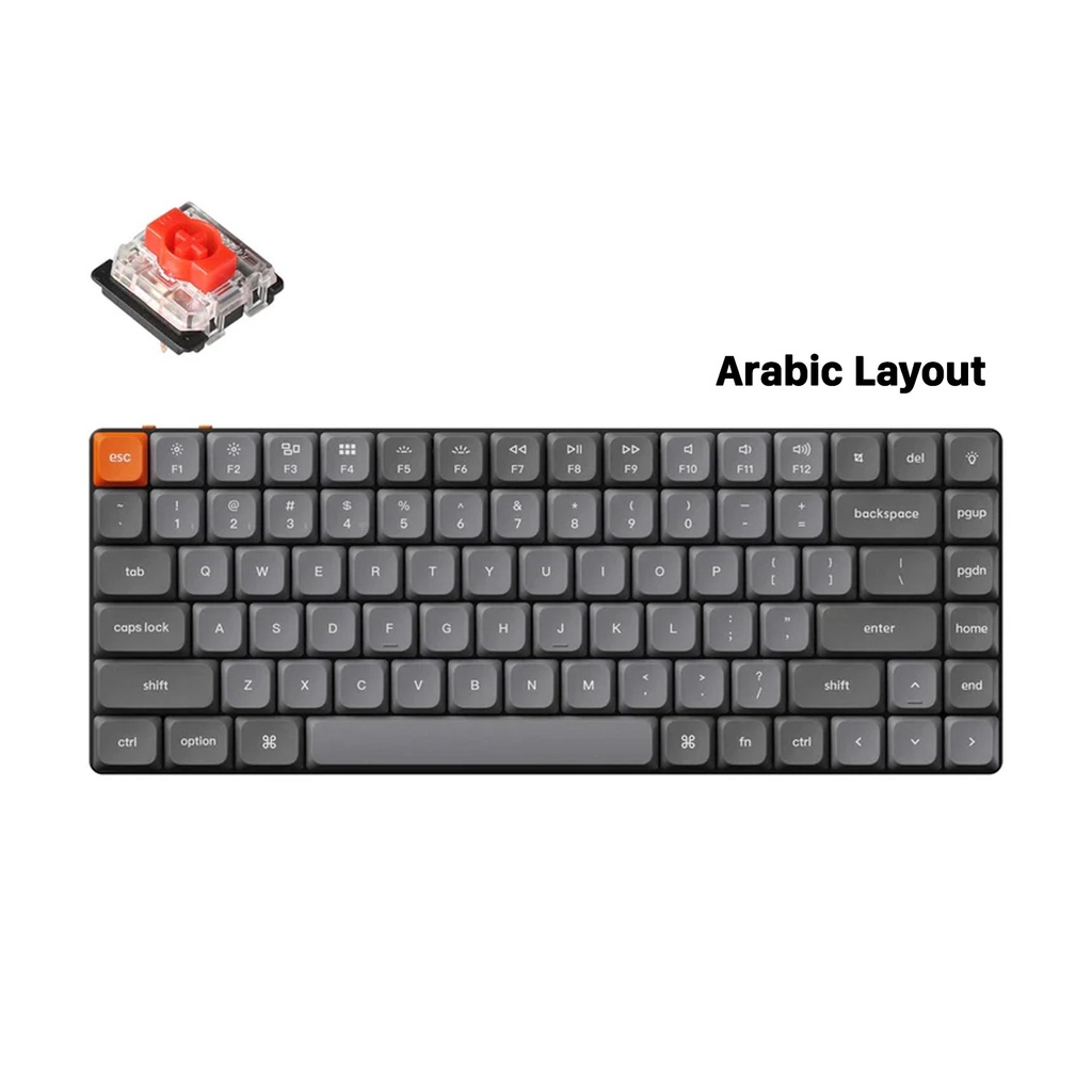 Keychron K3 Max 75% QMK/VIA Wireless Mechanical Keyboard Programmable RGB LED Gateron Red Switch Bluetooth/USB C (Arabic Layout) Black