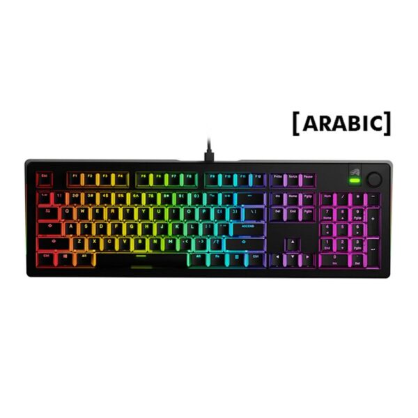 Glorious GMMK3 100% Mechanical Wired Mechanical Keyboard DoubleShot Keycaps Glorious Fox lubed Linear Switches (Arabic)  Black