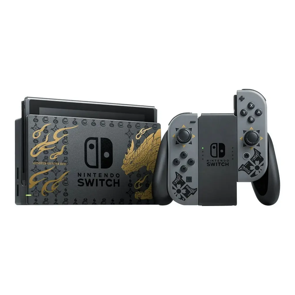 Nintendo Switch with Gray Joy Con MONSTER HUNTER RISE Deluxe Edition game console Full HD gray