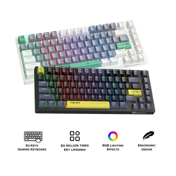 ONIKUMA G52 Wired 82 Key Hot Swappable Gaming Keyboard