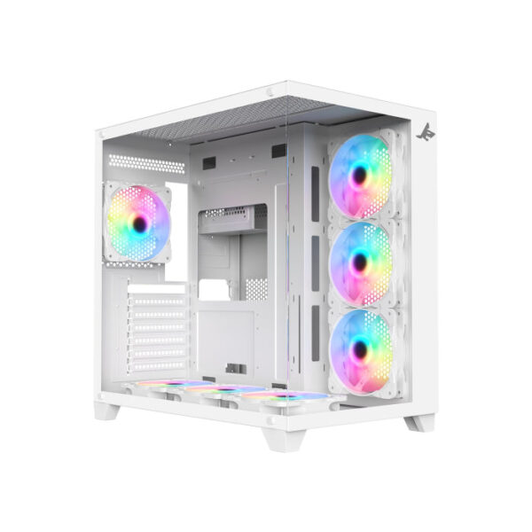 PC Case SHARX PROFIN ATX Min Tower Gaming PC Case, With 7X 120mm Pre Installed ARGB Fans Model XI700W,White