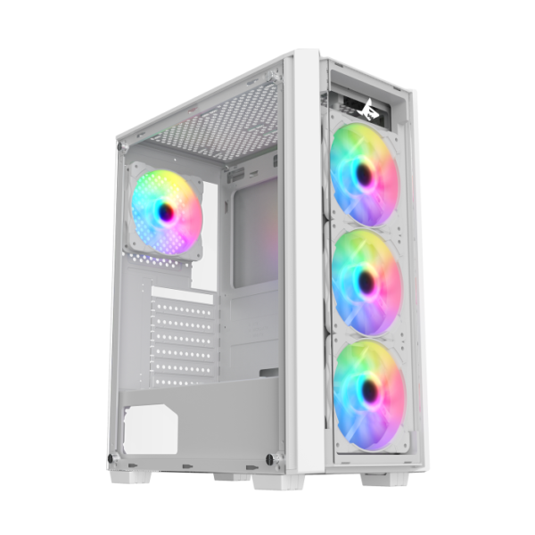 PC Case SHARX STRIKER ARGB   ATX PC Case With Front Mesh Panel, 4 x 120mm Pre Installed Fans Model S 200,WHITE