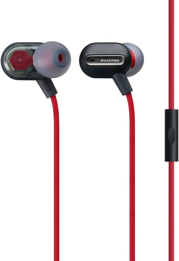 Phiaton MS 300 BA Black Balanced Armature Headphones with Mic – Sound Isolating Earphones with Rich Audio Quality, Dual Driver, Headphone Mic, and Inline Remote