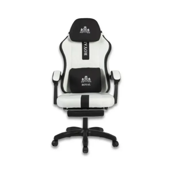 Royal C23 Gaming Chair with Adjustable Headrest, Lumbar Pillow and Footrest White
