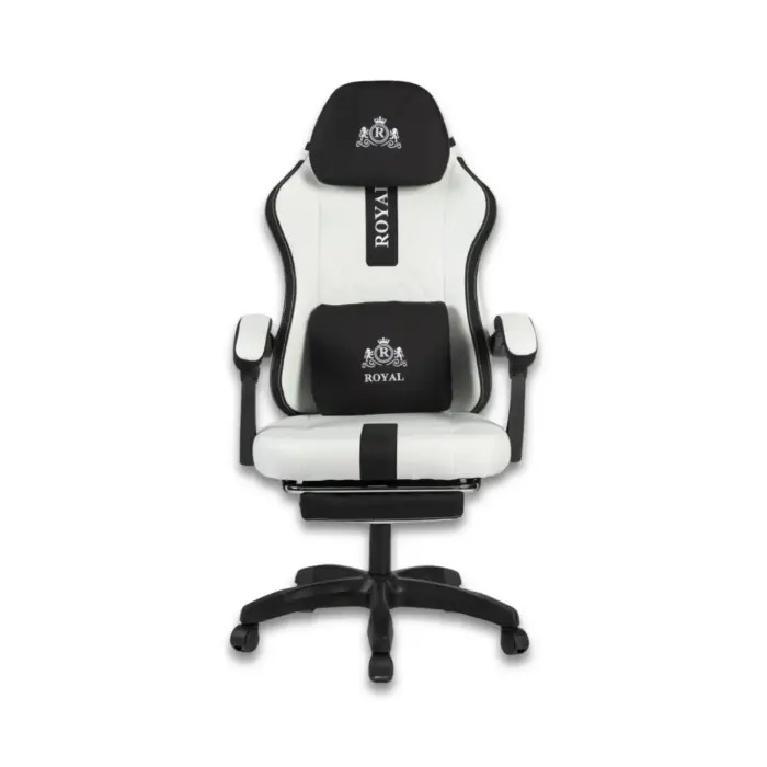 Royal C23 Gaming Chair with Adjustable Headrest, Lumbar Pillow and Footrest White