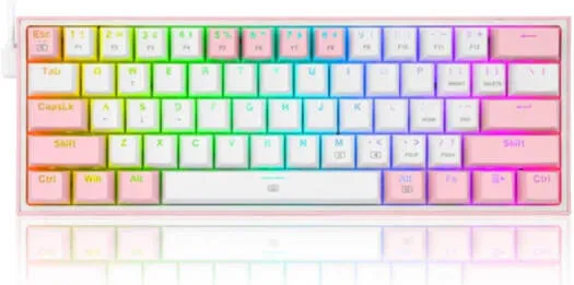 Redragon Fizz K617 RGB 60% Mechanical Keyboard, Red key Switch, Hot Swappable, Wired Connectivity, Detachable Type C Cable, English Layout,| K617 RGB