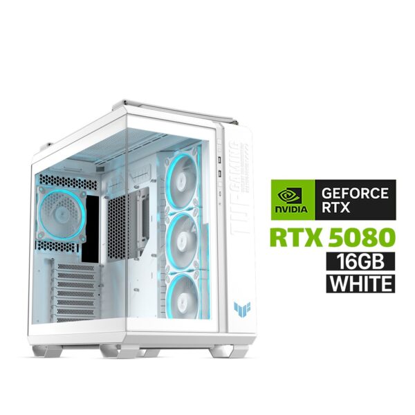 RYZEN 9 9950X3D,ROG STRIX X870 A MB,64GB D5 RAM (6000)White,2TB NVMe SSD GEN 4, RTX 5080 16GB White,1000 WATT GOLD PSU,Tryx Panorama SE 360 ARGB Liquid Cooler,Lian Li Strimers ARGB Cables,Asus TUF GT502 Horizon Case White,3x RGB Fans White,Win 11 Pro
