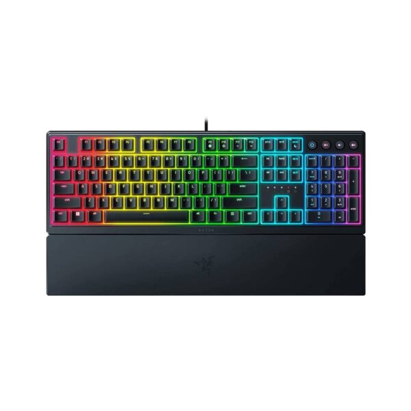 Razer Ornata V3 Gaming Keyboard: Low Profile Keys, Mecha Membrane Switches, UV Coated Keycaps, Backlit Media Keys, 10 Zone RGB Lighting, Spill Resistant, Magnetic Wrist Wrest   Black