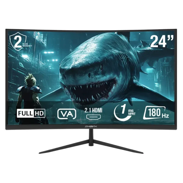 Sharx 24″ JAWS 24F180VC 180Hz 1ms FHD VA HDMI 2 1 Curved Gaming Monitor