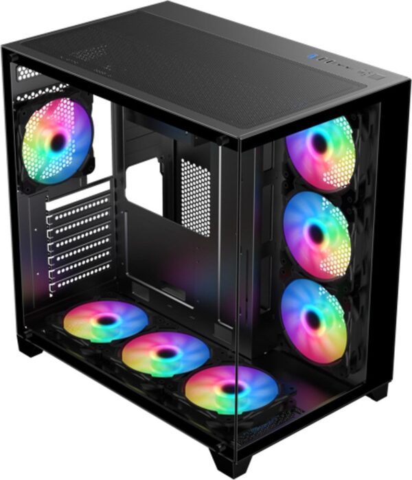 SHARX PROFIN ATX Min Tower Gaming PC Case, With 7X 120mm Pre Installed ARGB Fans Model INF700 Black
