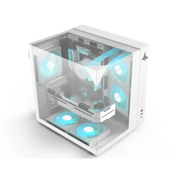 Sharx PROFIN GX500 Mid Tower Gaming PC Case – White Black (5 Fans)