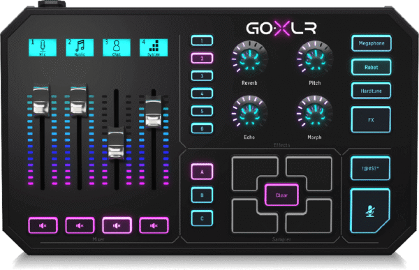 TC Helicon GoXLR Revolutionary Online Broadcaster Platform with 4 Channel Mixer, Motorized Faders, Sound Board and Vocal Effects, Officially Supported on Windows