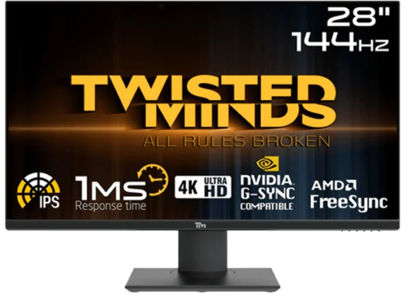 Twisted Minds Elite Series 4K UHD 28'', 144Hz, 1ms, IPS, Gaming Monitor TM28EUI