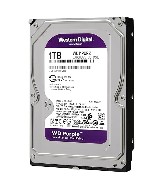 Western Digital WD Purple 1TB Surveillance Hard Drive (WD10PURZ)