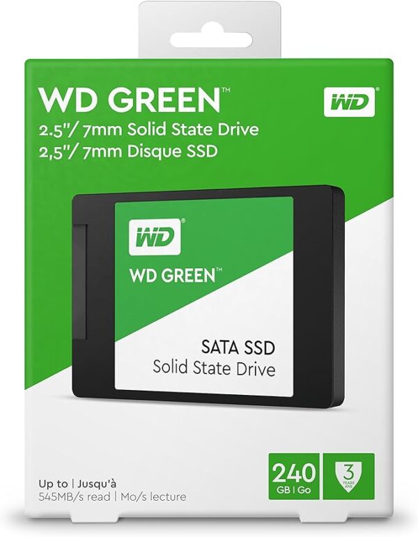 Western Digital 240GB WD Green Internal PC SSD Solid State Drive SATA III 6 Gb/s, 2 5"/7mm, Up to 550 MB/s